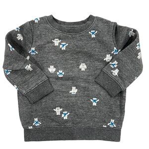 Cat & Jack winter bear holiday with blue scarf sweatshirt, like new, 18 months